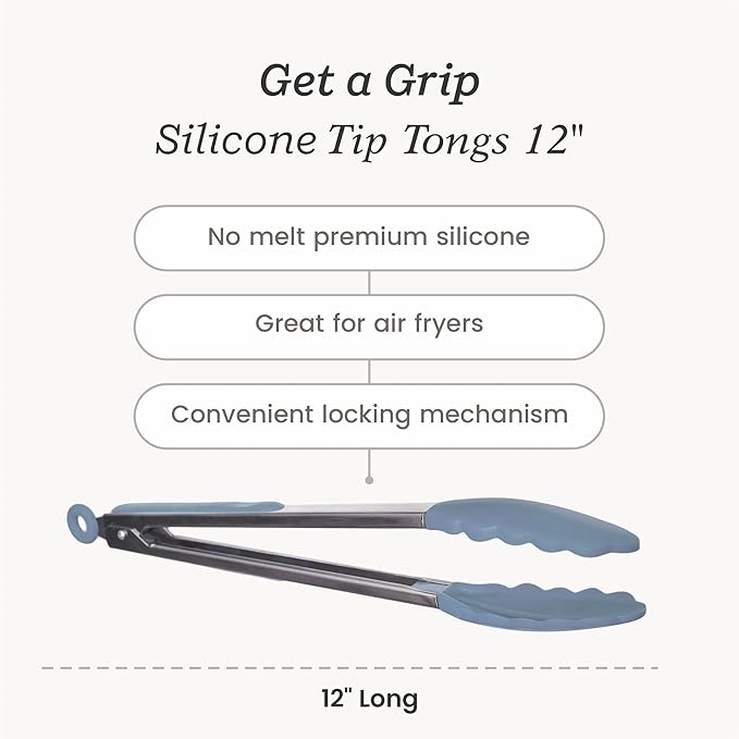 Starpack 'Get a Grip' Silicone Kitchen Tongs for Cooking 12 Inch - BBQ Silicone Tongs for Grill Heat Resistant to 600°F - Stainless Steel Utensils with Non Stick Rubber Tips for Serving Food - Image 4