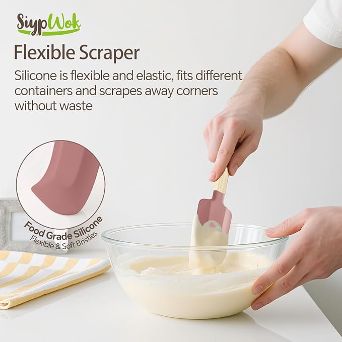 Silicone Spatula Set, Food Grade Rubber Spatula-5 Piece Nonstick Rubber Spatulas, Spoonula, Jar Scraper for Cooking, Baking, Mixing, Frosting - Heat Resistant Up to 600°F (5 Pcs Pink) - Image 3