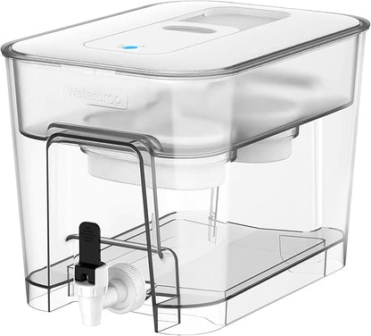 Waterdrop WFD-22L-DF Water Filter Dispenser, 40-Cup Water Purifier, 2 Built-in Filters, 8X Faster Filtration, 400-Gallon Lifespan, 10X Longer Lifetime, Reduces Chlorine, PFOA/PFOS, White by Waterdrop