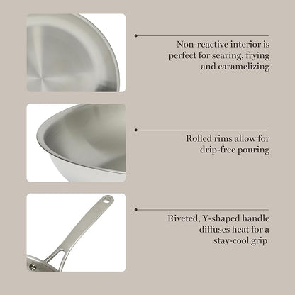 Martha Stewart Castelle Large 12" Stainless Steel Frying Pan Non Toxic Fry Pan Skillet - Image 5