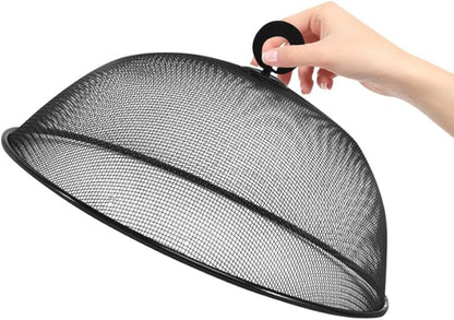 MAGICLULU 2-Pack Metal Mesh Food Covers, 11.8-Inch Net Dome Plate Fly Tents, Outdoor Plant Seedling Protectors for Picnic, BBQ, Garden and Kitchen (Black, White)