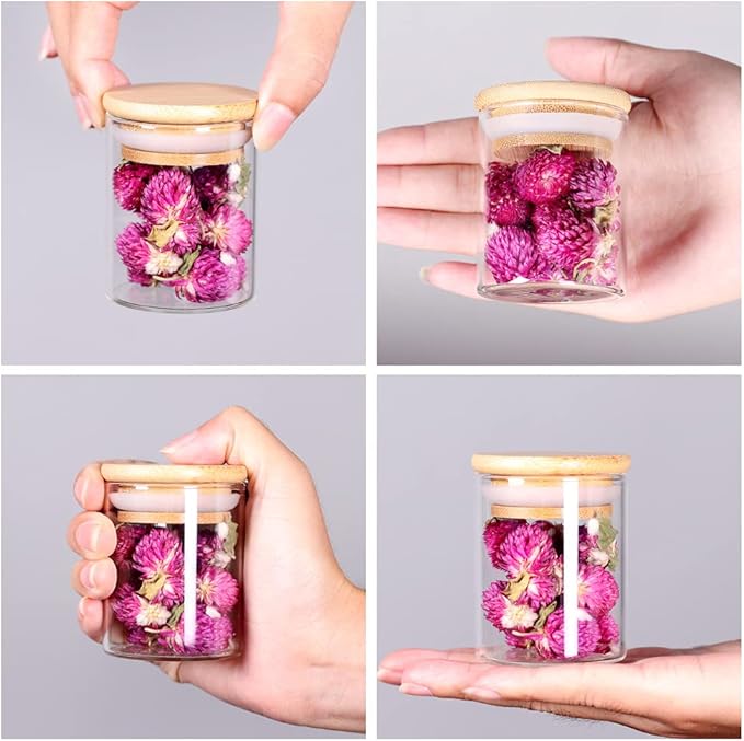 SAIOOL 20 Pack - 2.5 FL OZ (73ml) Mini Spice Jars with Wood Lid, Easy to Clean-BPA Free & Dishwasher Safe -Try filling with Spices, Herbs,Beans, Gifts, Wedding Party Favors, DIY and more
