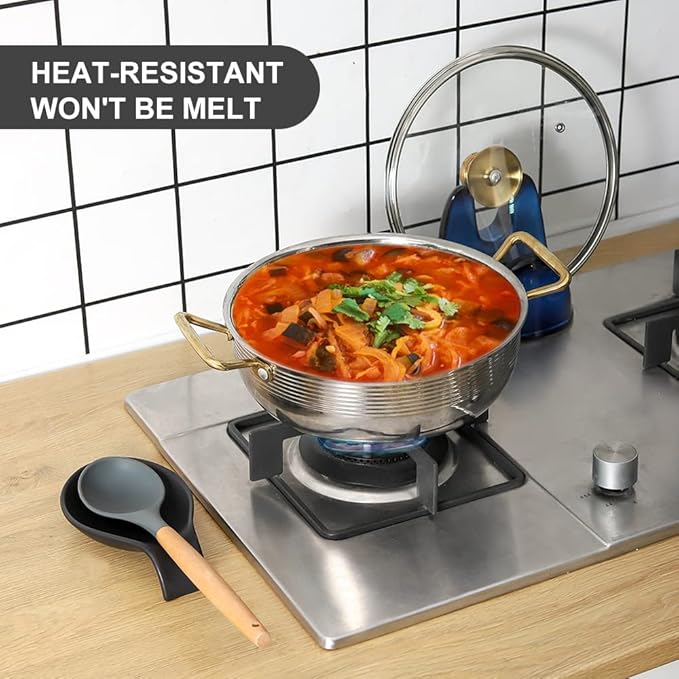 Nihow Pot Lid Holder: Stable Ceramic Pan Lid Holder for Kitchen Counter Decor/Countertop/Stove Top- Heat Resistant & Dishwasher Safe - Elegant Matte Black Set of 2 - Image 6
