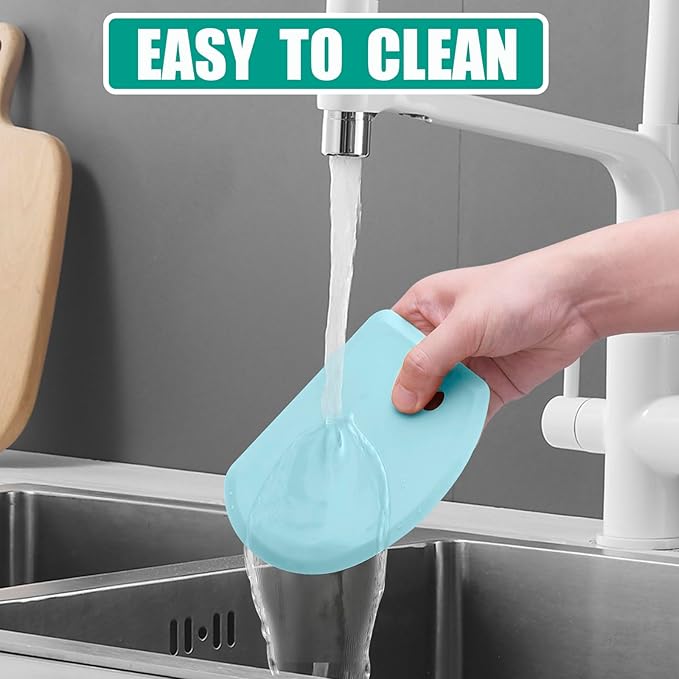 Silicone Dough Scraper with Stainless Steel Sheet, Curved Edge Flexible Bowl Scraper for Baking, Food Grade Silicone Bench Scraper for Sourdough Bread Basket, Set of 2, Blue & Mint Green, SAPID - Image 7