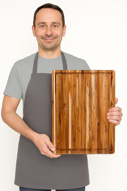Teakhaus Carving Board and Cutting Board Oil Set - Includes Medium (M) Wood Cutting Board with Juice Groove and EON Food Grade Mineral Oil - Knife-Friendly - FSC Certified - Image 6