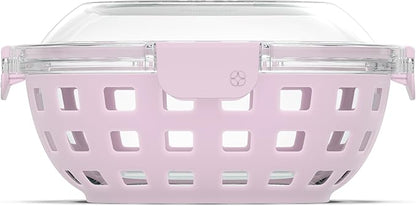 Ello Duraglass Meal Prep Container- Glass Food Storage Container with Silicone Sleeve and Airtight BPA-Free Plastic Lid, Dishwasher, Microwave, and Freezer Safe