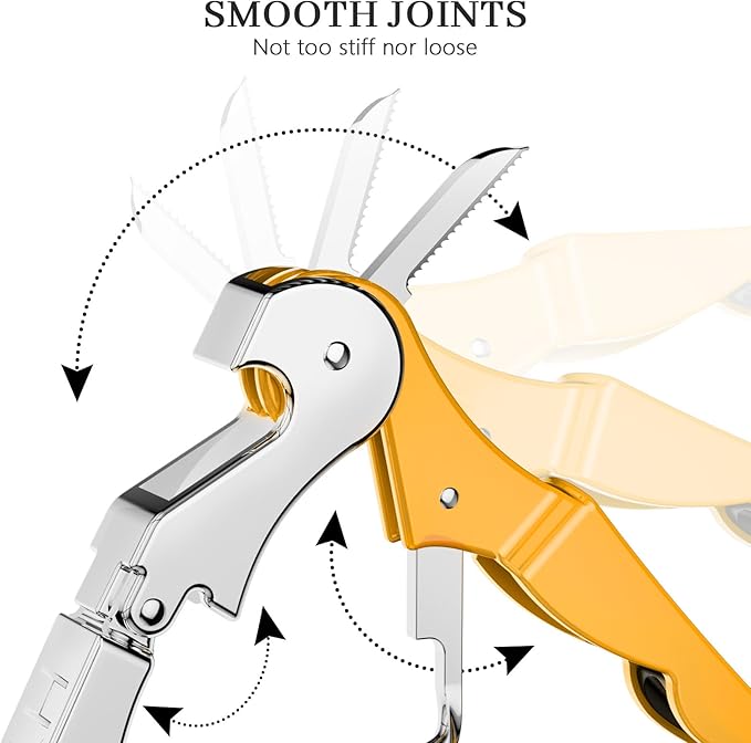 HYZ 2-Pack Wine Opener Waiter Corkscrew, Professional Wine Key for Servers, Bartender with Foil Cutter, Manual Wine Bottle Opener Double Hinged (Yellow) - Image 4