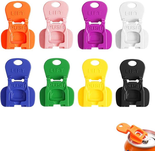 Hand Soda Can Opener, Drink Can Protector Cap, Can Tab Openers & Leak-Proof Drink Covers for Soda, Beer, Coke Shields From Bugs, Bees, Dust (8)