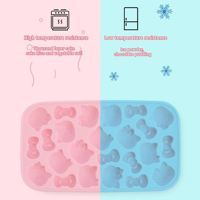Ice Tray with Lid and Bin and Ice Scoop, Cartoon Silicone Ice Molds, 24 Holes Cute Cat Ice Cube Tray for Drinks, Coffee, Cocktail