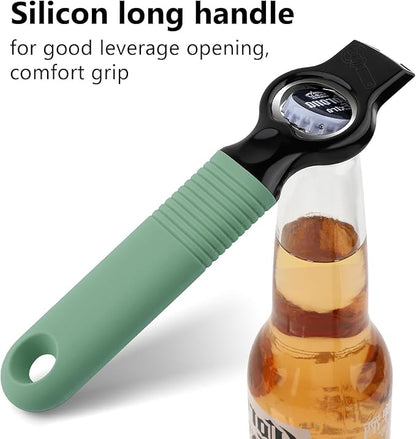2-Pack Magnetic Beer Bottle Opener & Soda Can Opener, 2-in-1 Bottle Opener and Can Tab Opener Tool for Bartender, Long Nails, Arthritis, Silicone Handle with Build in Magnet - Light Green - Image 4