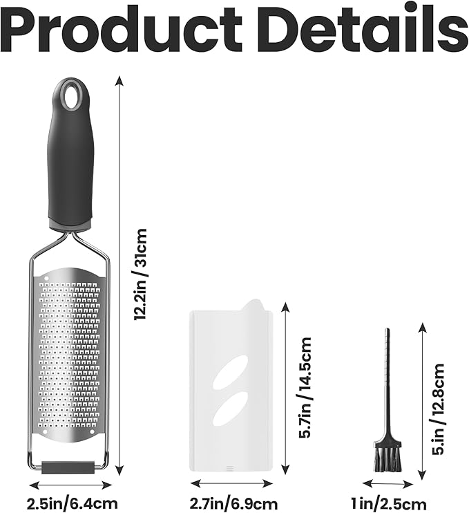 Cheese Grater, Lemon Zester, Fine Cheese Grater with Handle, Width 2.5 inch - Image 5