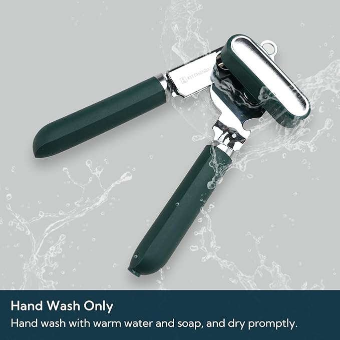 KITCHENDAO Manual Can Opener, Super Sharp Sandvik 12C27 Blade, Handheld Can Opener with Magnet, Smooth Edge Cut, Soft Grip, Oversized Knob for Seniors & Arthritis, Easy to Use, Green