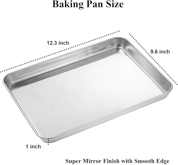 Wildone Baking Sheet with Rack Set [2 Sheets + 2 Racks], Stainless Steel Cookie Pan baking Tray with Cooling Rack, Size 12 x 10 x 1 Inch, Non Toxic & Heavy Duty & Easy Clean - Image 4