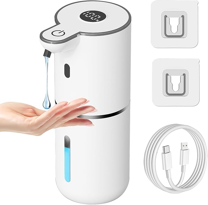 OHIFAST Automatic Liquid Soap Dispenser Touchless, USB Rechargeable Smart Hand Soap Dispenser, 6-Level Adjustable, 12.8oz/380mL Wall Mounted for Bathroom Kitchen Accessories Dish Soap-White by OHIFAST