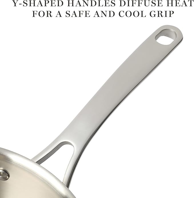 Martha Stewart Castelle 10 Piece 18/8 Durable Stainless Steel Induction Safe Non-Toxic Triply Bottom Kitchen Pots and Pans Cookware Set - Dishwasher Safe - Image 5