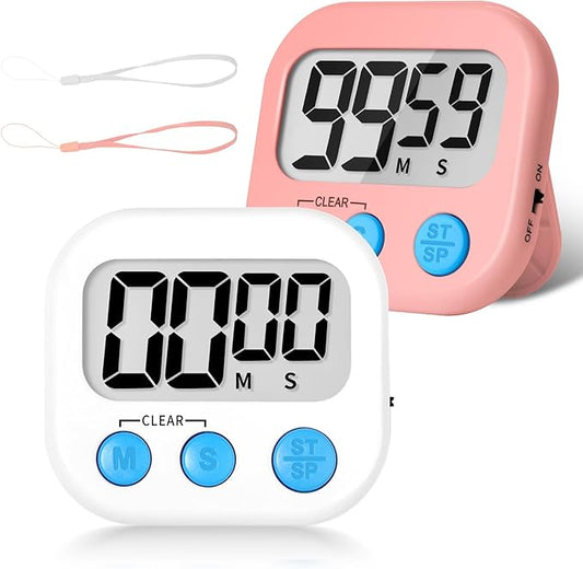 ZILLEEN Classroom Timer for Kids Teachers 2 Pack Digital Timers, White & Pink by ZILLEEN