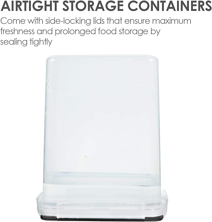 Vtopmart 4 PCS Large Food Storage Containers 5.2L / 175oz, 4 Pieces BPA Free Plastic Airtight Canisters for Flour, Sugar, Baking Supplies, Rice with Lids, 4 Measuring Cups and 24 Labels, Black - Image 5