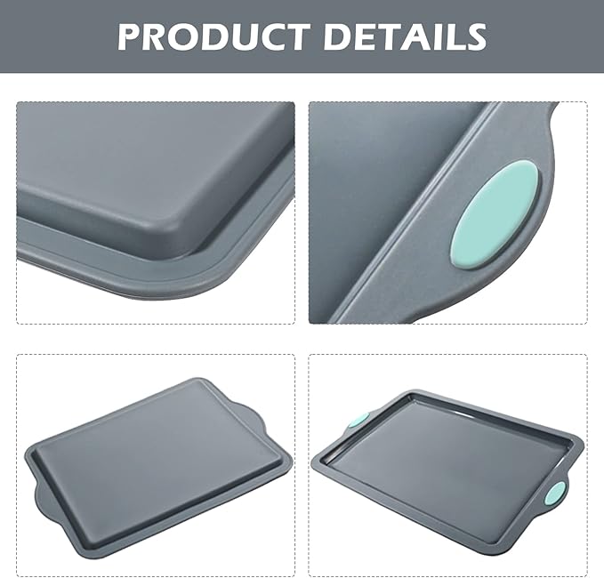 Webake Silicone Sheet Cake Pan, 14 Inch Silicone Sheet Pans 2 Pack Cookie Sheet Jelly Roll Pan Rectangular Cooking Sheet Baking Trays for Oven