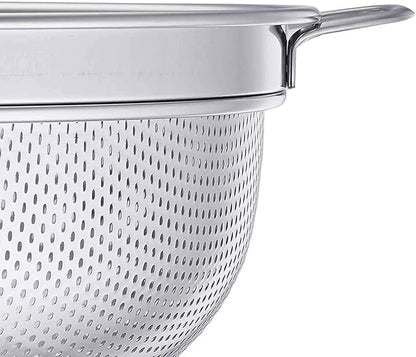TeamFar Colander, 3qt Colander Strainer Stainless Steel, Solid Handle & Elevation Base, Micro-perforated & Dishwasher Safe