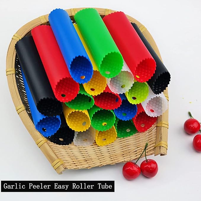 2 Set Silicone Garlic Peeler Easy Roller Tube Useful Garlic Odorfree Kitchen Tool (Black,Green) - Image 4
