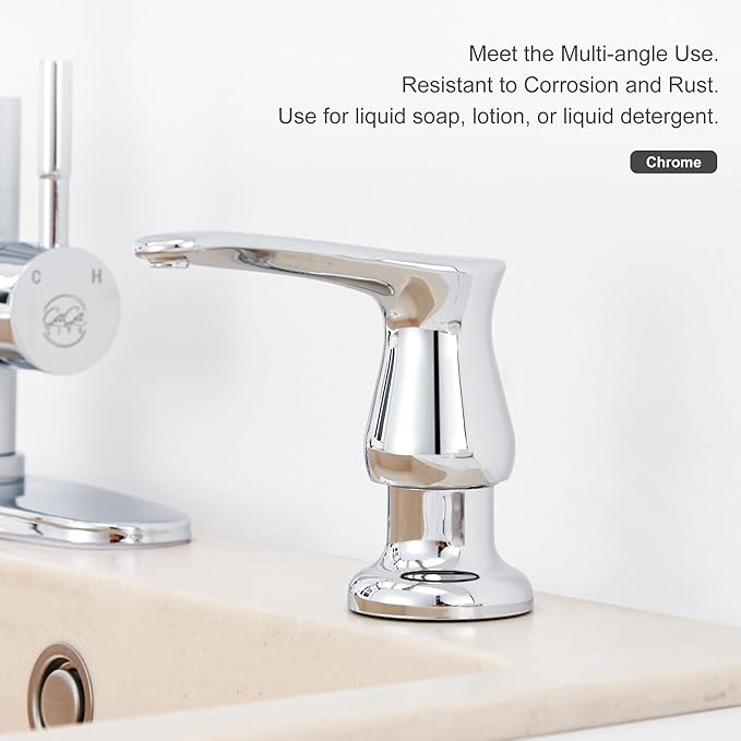 GAGALIFE Kitchen Sink Soap Dispenser Chrome, Built in Soap Dispenser with 13 OZ Bottle, Refill from The Top, Liquid Dispenser for Kitchen Sink - Image 5