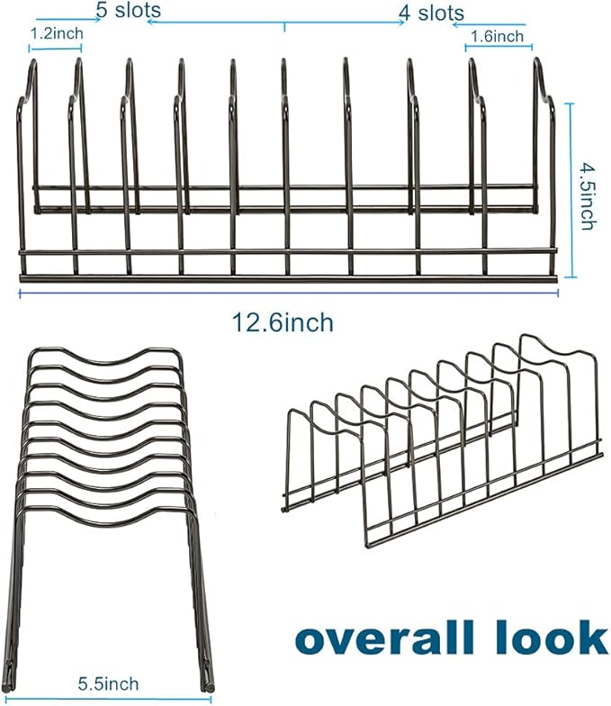 Pot Lid Organizer, Stainless Steel Pot Lid Storage Rack Holder, Cutting Board, Bakeware, Pots & Pans, Serving Trays, Reusable Containers in Cabinet Pantry on Countertop(Satin Nickel, 2) - Image 4