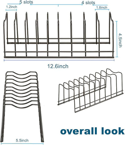 Pot Lid Organizer, Stainless Steel Pot Lid Storage Rack Holder, Cutting Board, Bakeware, Pots & Pans, Serving Trays, Reusable Containers in Cabinet Pantry on Countertop(Satin Nickel, 2) - Image 4
