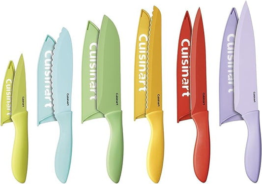 Cuisinart 12-Piece Kitchen Knife Set, Advantage Color Collection with Blade Guards, Multicolored, C55-12PCER1 by Cuisinart