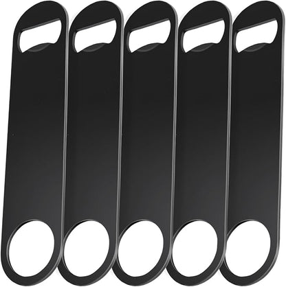 WEGAZ-5 Pack 7inch Black Stainless Steel Flat Beer Bottle Opener,Stainless Steel by WEGAZ