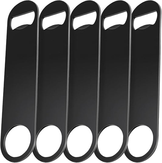 WEGAZ-5 Pack 7inch Black Stainless Steel Flat Beer Bottle Opener,Stainless Steel by WEGAZ