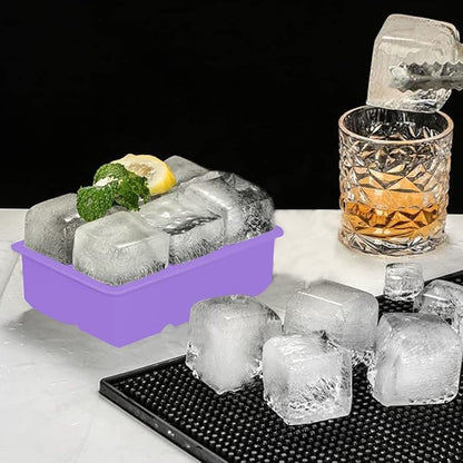 ROTTAY Ice Cube Trays (Set of 2), Sphere Ice Ball Maker with Lid & Large Square Ice Cube Maker for Whiskey, Cocktails and Homemade, Keep Drinks Chilled Purple - Image 4