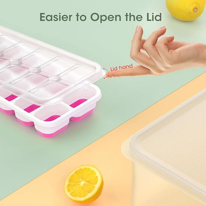 DOQAUS Ice Cube Tray with Lid and Bin - 4 Pack Silicone Ice Cube Trays for Freezer, Stackable Ice Bucket Kits with Storage Container & Scoop for Kitchen, RV, Cocktail, Coffee - Image 5