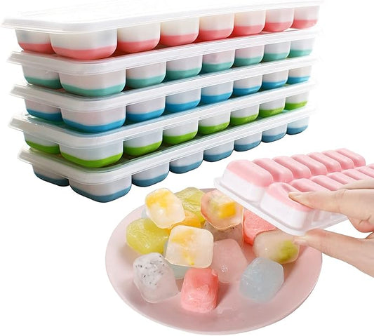 Ice Cube Tray 6 Packs, Silicone ice Cube Tray With Lid, Ice Cube Trays For Freezer, Easy-Release Food-Grade PP & Organic Silicone, Portable & Separable, Dishwasher Safe, Effortless Cleaning & Usage