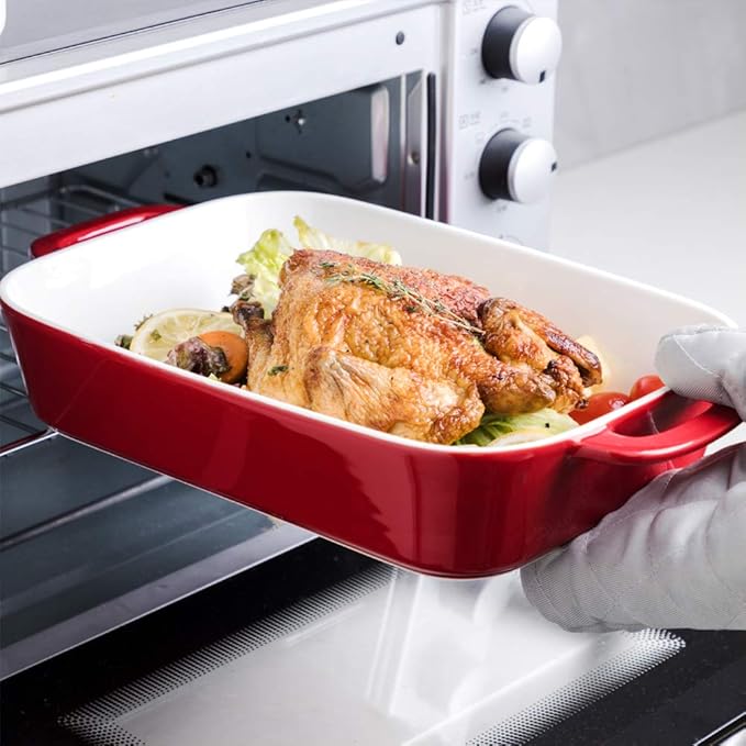 Sweejar Ceramic Bakeware Set, Rectangular Baking Dish for Cooking, Kitchen, Cake Dinner, Banquet and Daily Use, Casserole Dishes for Oven Porcelain Baking Pans (White) - Image 3