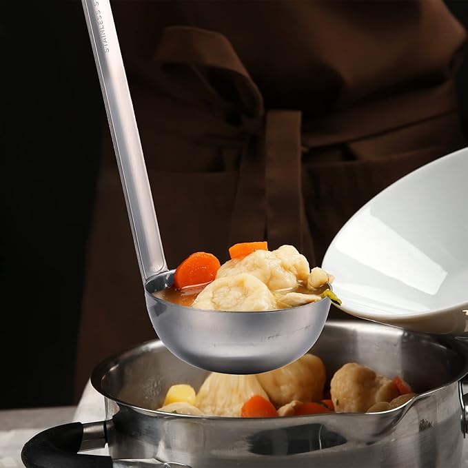 Cunhill 5 Pcs Soup Ladles Stainless Steel Serving Ladles with Long Handle for Serving, Cooking, Stirring, Portioning Kitchen Restaurant Accessories(3 oz) - Image 6