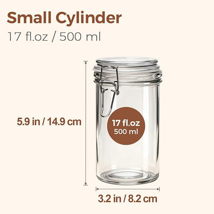 ComSaf 16oz Pint Jars with Airtight Lids (Set of 6), Cylindrical Glass Canisters for Sourdough Starter, Overnight Oats, & Pantry Organization, 500ml Hermetic Jars for Fermenting, Coffee & Spices - Image 2