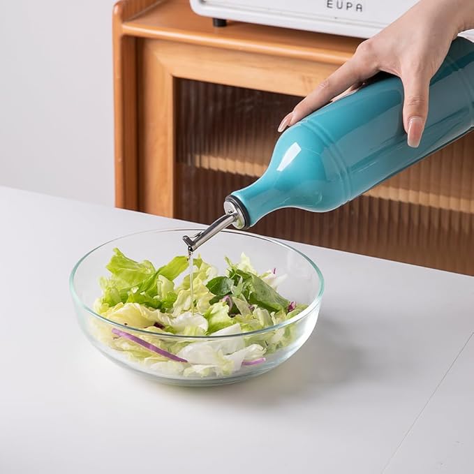 Sweejar Large Ceramic Olive Oil Dispenser Bottle, Opaque Oil Cruet Protects to Reduce Oxidation, Suitable for Storage Vinegar, Soy Sauce & Other Liquids, Pack of 1, 24 Fl Oz(Gradient Blue) - Image 3