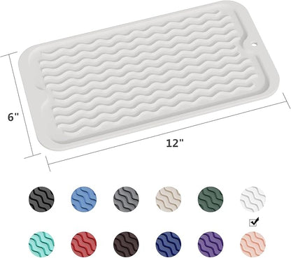 ZLR Silicone Sponge Holder & Sink Caddy Tray (6" x 12") - Narrow Dish Drying Mat for Kitchen Counter - Waterproof Soap Dispenser Organizer, Non-Slip Bathroom Vanity Tray (Milk White) - Image 6