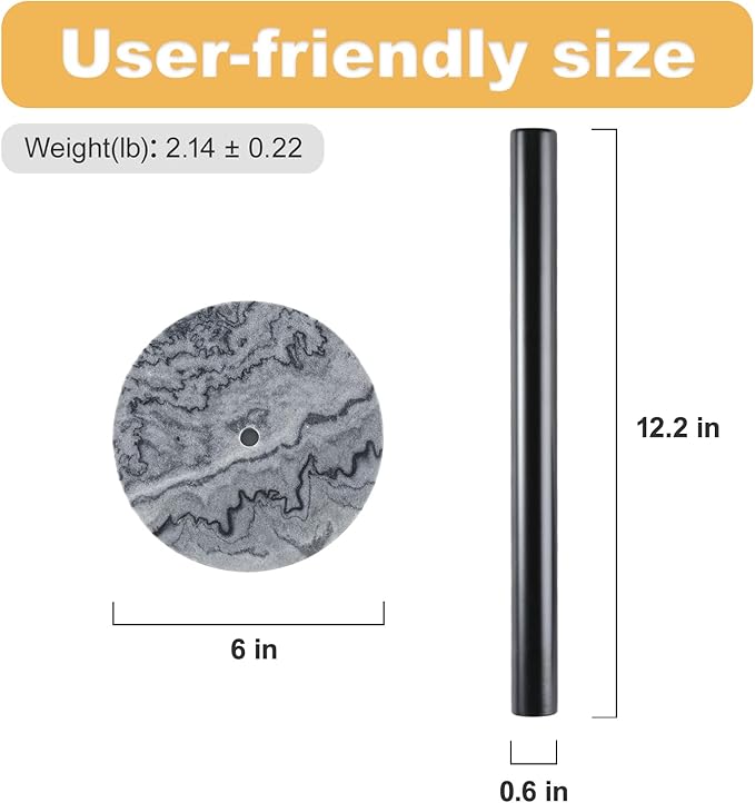 Koville African Marble Base Paper Towel Holder Countertop, Metal Rod 6" Marble Base Paper Towel Holder Stand for Kitchen Organization and Storage, Fit for Standard Size Rolls - Image 4