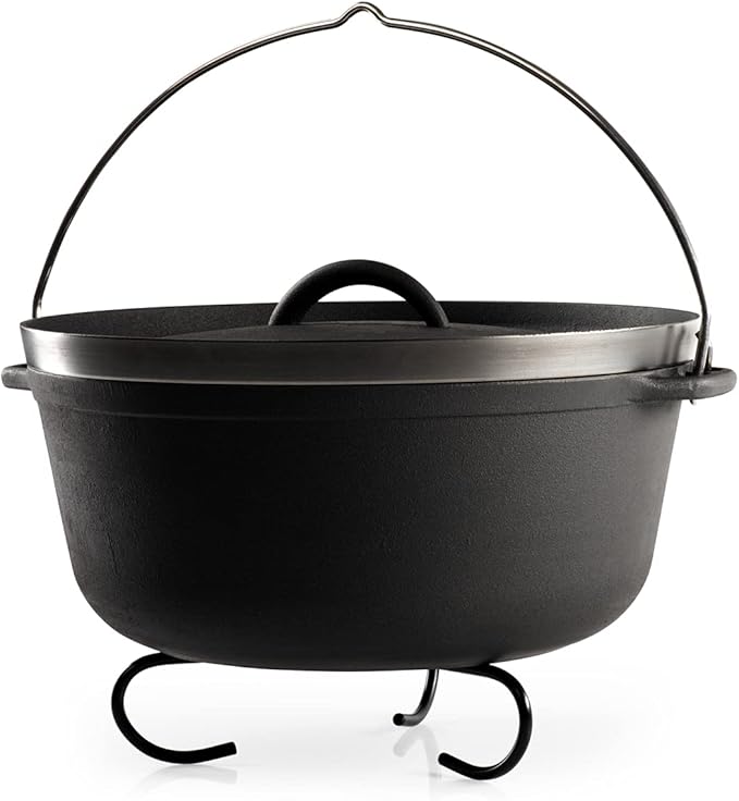 GSI Outdoors Guidecast 7qt Dutch Oven | Cast Iron Dutch Oven for Camping, Cabin and Home Kitchen