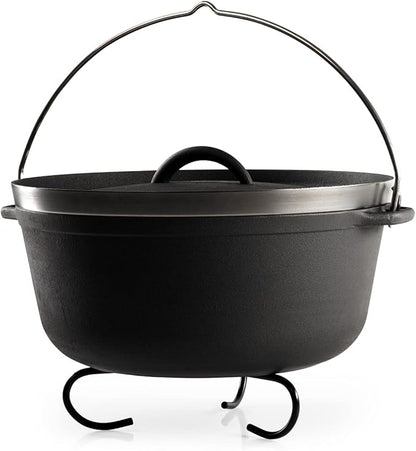 GSI Outdoors Guidecast 7qt Dutch Oven | Cast Iron Dutch Oven for Camping, Cabin and Home Kitchen