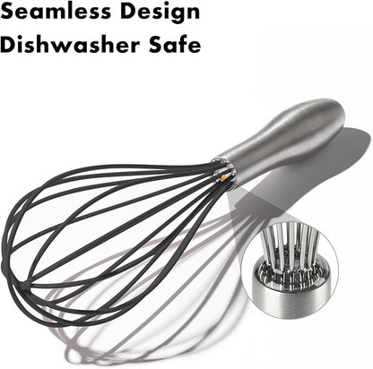 OYV 10-Inch Black Silicone Whisk, Heat Resistant 480°F Kitchen Whisk with Stainless Steel Ergonomic Handle, Non-Scratch for Nonstick Cookware, Dishwasher Safe, Perfect for Blending, Cooking & Beating - Image 4