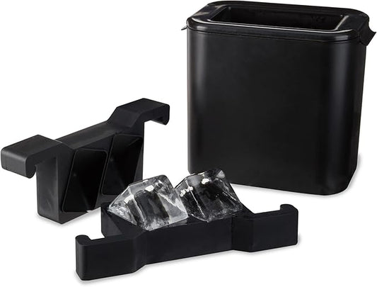 Viski Glacier Ice Maker, Ice Cube Mold for Whiskey on the Rocks, Old Fashioned & Craft Cocktail Drinks, Makes 2 Large Crystal Clear Cubes, Birthday Gifts for Men, Home Bar Accessories, Set of 1, Black