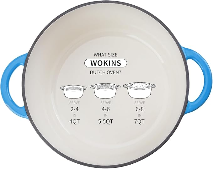 Enameled Cast Iron Dutch Oven - 4QT Pot with Lid,Oven Safe to 500°F,Heavy-Duty Cookware for Sourdough Bread Baking,Braising,Stews,Roasting blue - Image 9