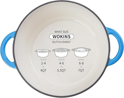 Enameled Cast Iron Dutch Oven - 4QT Pot with Lid,Oven Safe to 500°F,Heavy-Duty Cookware for Sourdough Bread Baking,Braising,Stews,Roasting blue - Image 9