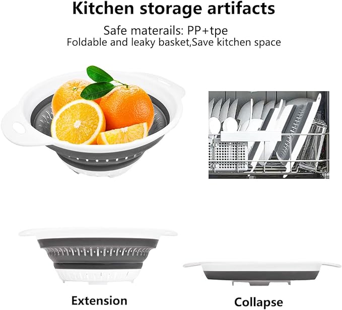 Collapsible Colander and Strainer,Silicone Strainer Colanders & Food Strainers,for Vegetable and Fruit, Kitchen Essentials - Image 7