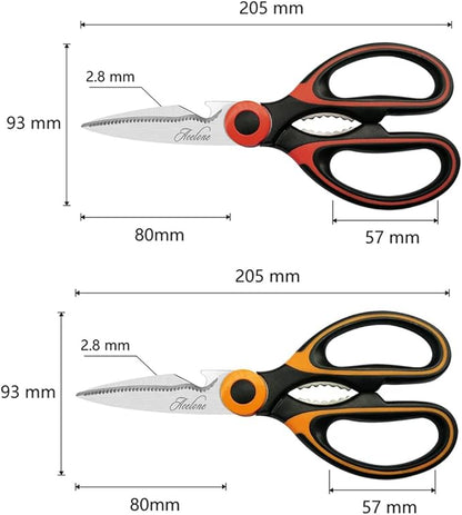 Acelone Kitchen Shears,Kitchen Scissors Heavy Duty Meat Scissors Poultry Shears, Dishwasher Safe Food Cooking Scissors All Purpose Stainless Steel Utility Scissors, 2-Pack (Red,Orange)