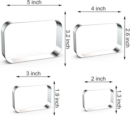 Rounded Rectangle Plaque Cookie Cutter Geometric Set for Baking - 5 Inch, 4 Inch, 3 Inch, 2 Inch - Geometric Frame Plaque Cookie Cutters Shapes Molds - Stainless Steel