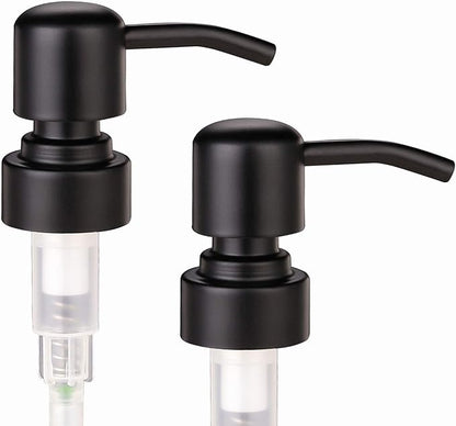 2 Pack Thick Clear Glass Pint Jar Soap Dispenser with Matte Black Stainless Steel Pump, 16ounce Clear Boston Round Bottles Dispenser with Rustproof Pump for Essential Oil, Lotion Soap