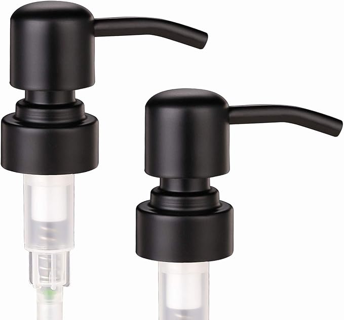 2 Pack Thick Amber Glass Pint Jar Soap Dispenser with Matte Black Stainless Steel Pump, 16ounce Boston Round Bottles Dispenser with Rustproof Pump for Essential Oil, Lotion Soap - Image 5